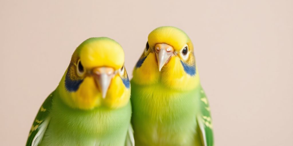 Zwei Sittiche in einem Nest.